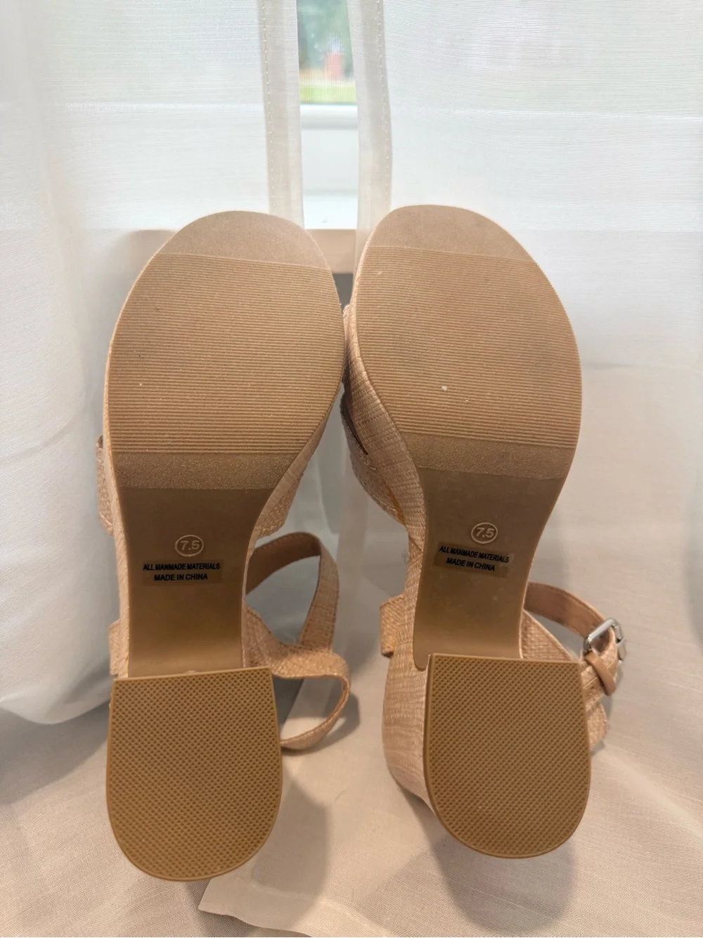 Dolce Vita Beige Woven Platform Sandals with Ankle Strap